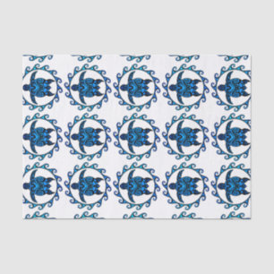 Papier Mousseline Tortue tribale bleue Sun