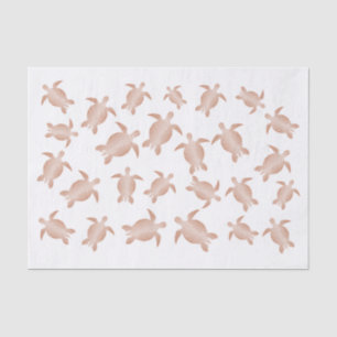 Papier Mousseline Tortues de mer blanches en or rose