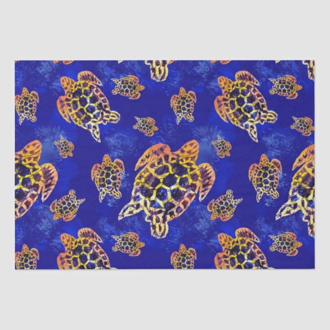 Papier Mousseline Tortues marines Batik Art Africain (Recto)