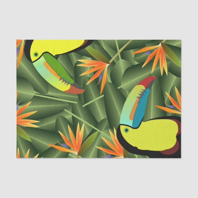 Papier Mousseline Toucans et oiseaux tropicaux des fleurs de paradis (Recto)