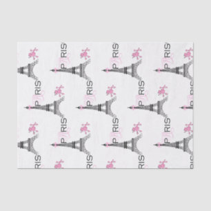 Papier Mousseline Tour Eiffel Ruban Rose Paris France Caniche Chic