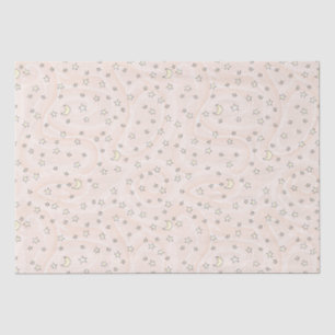Papier Mousseline Tourbillonnant Pastel Orange Etoiles & Lunes