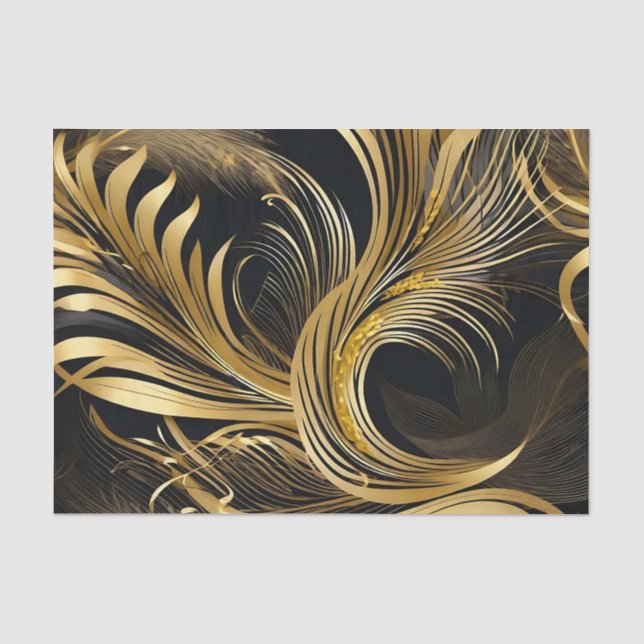 Papier Mousseline Tourbillons dorés Abstraits (Recto)