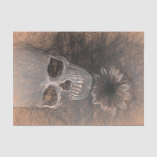 Papier Mousseline Tournesol crâne gothique vintage dessin esquisse a