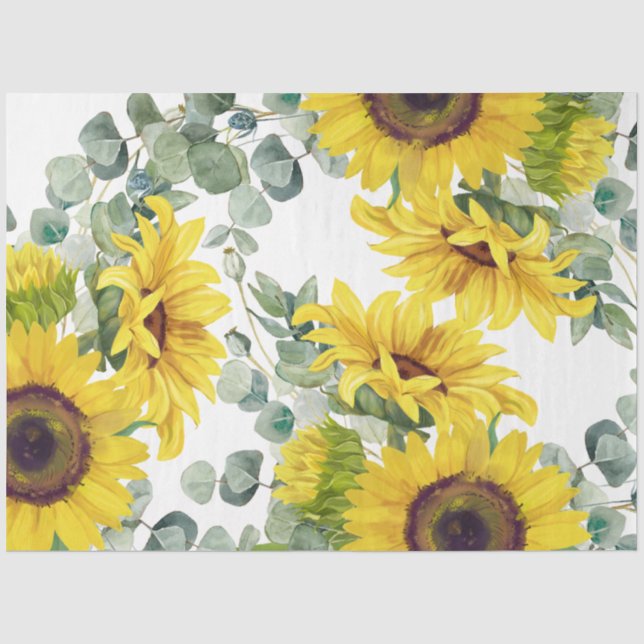 Papier Mousseline Tournesol d'or Eucalpytus Vert (Recto)