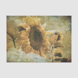 Papier Mousseline Tournesol Jaune Vintage Texture Florale