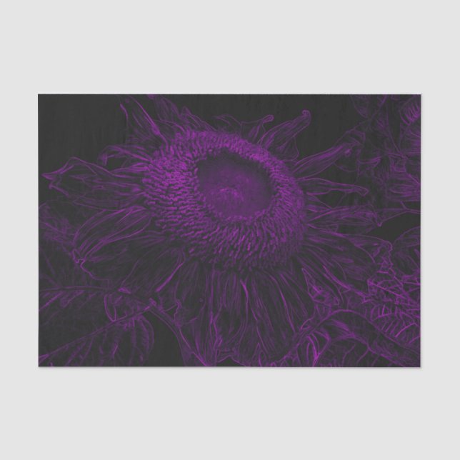 Papier Mousseline Tournesol violet noir Floral Art Découpage (Recto)