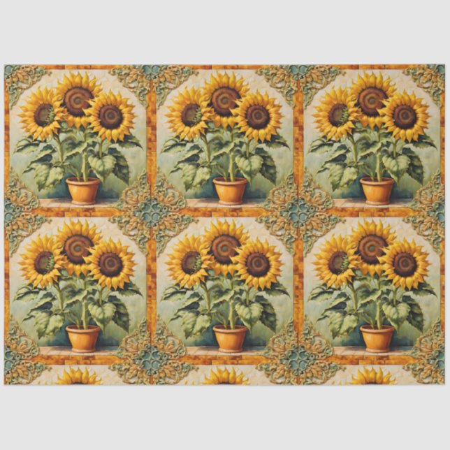 Papier Mousseline Tournesols Belle Collection Moderne (Recto)