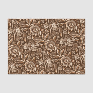 Papier Mousseline Tournesols de William Morris, brun chocolat et