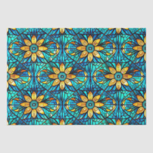 Papier Mousseline Tournesols élégants motif de faux vitrail