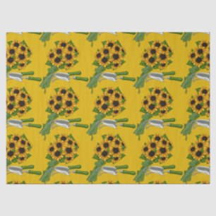 Papier Mousseline Tournesols et outils-jardins-