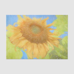 Papier Mousseline Tournesols géants Country Soft Yellow Sketch Art