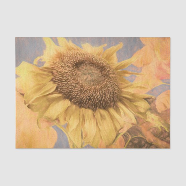 Papier Mousseline Tournesols géants Pays Découpage gris jaune Art (Recto)