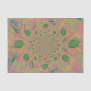 Papier Mousseline Tournesols Rougissent Rose Vert Art Abstrait Décou