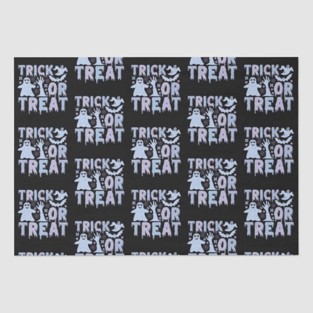 Papier Mousseline Trace ou traiter les fantômes mignons Halloween no (Recto)
