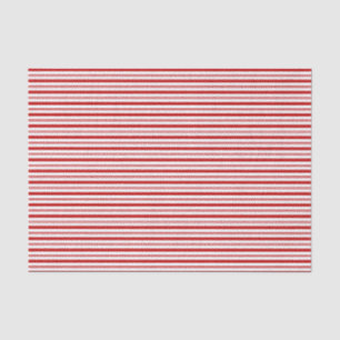 Papier Mousseline Traces horizontales rouges et blanches (petite éch