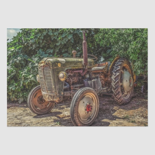 Papier Mousseline tracteur agricole rustique (Recto)