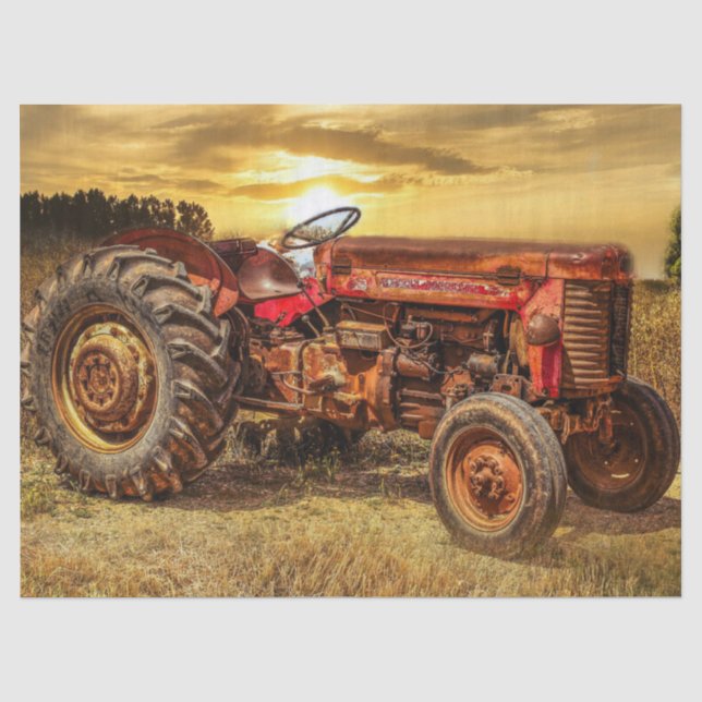 Papier Mousseline Tracteur rouge (Recto)