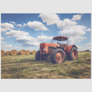 Papier Mousseline Tracteur rustique avec Découpage de balles de foin