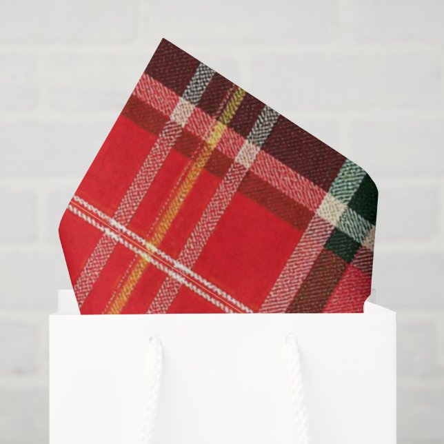 Papier Mousseline Traditional Christmas Plaid (Sac cadeau)