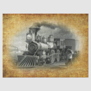 Papier Mousseline Train à vapeur Vintage