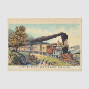 Papier Mousseline Train à vapeur Vintage coloré, carte postale