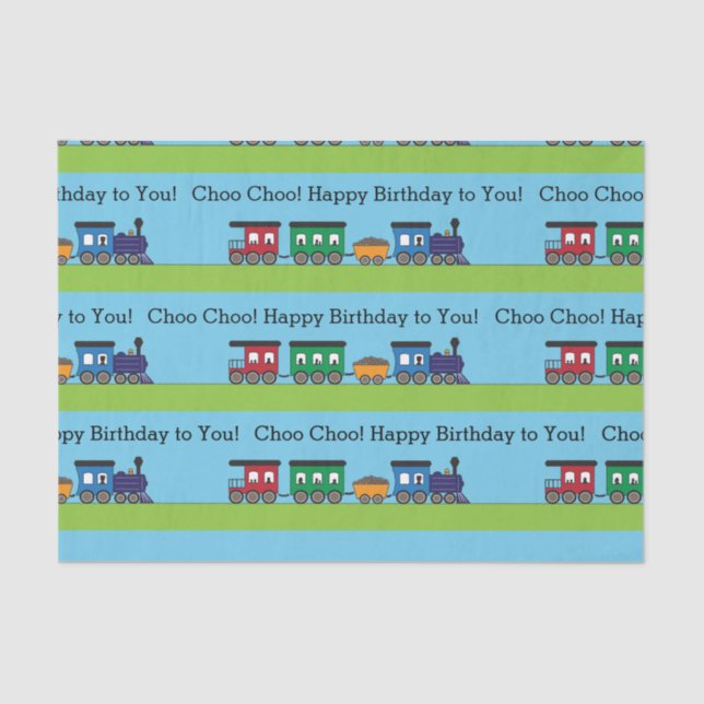 Papier Mousseline Train de Choo Choo d'anniversaire (Recto)