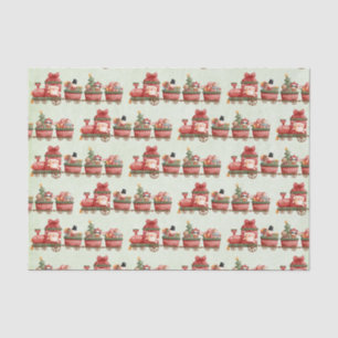 Papier Mousseline Train de Noël Vintage mignon avec Motif de jouets