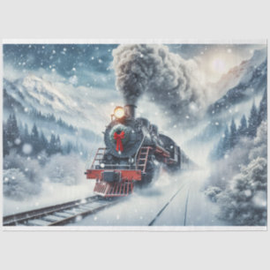 Papier Mousseline Train d'hiver avec Découpage de la couronne de Noë