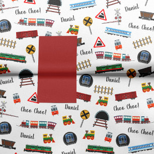 Papier Mousseline Train Motif Petit Garçon Prénom Choo Choo Enfants