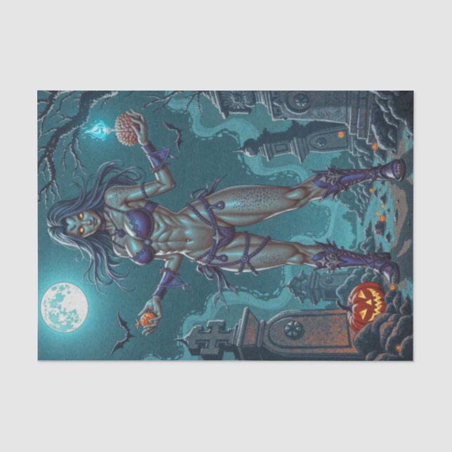 Papier Mousseline Traite d'Halloween ou ami Zombie w Cerveau (Recto)