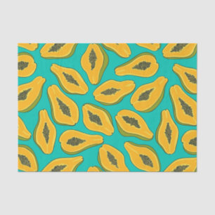 Papier Mousseline Tranches de papaye turquoise