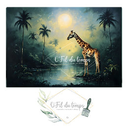 Papier Mousseline Tranquil Tropical Landscape with Giraffe