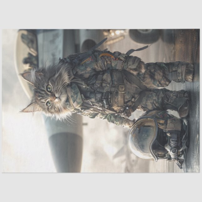 Papier Mousseline Transporteur d'aéronef de pilote militaire de chat (Recto)