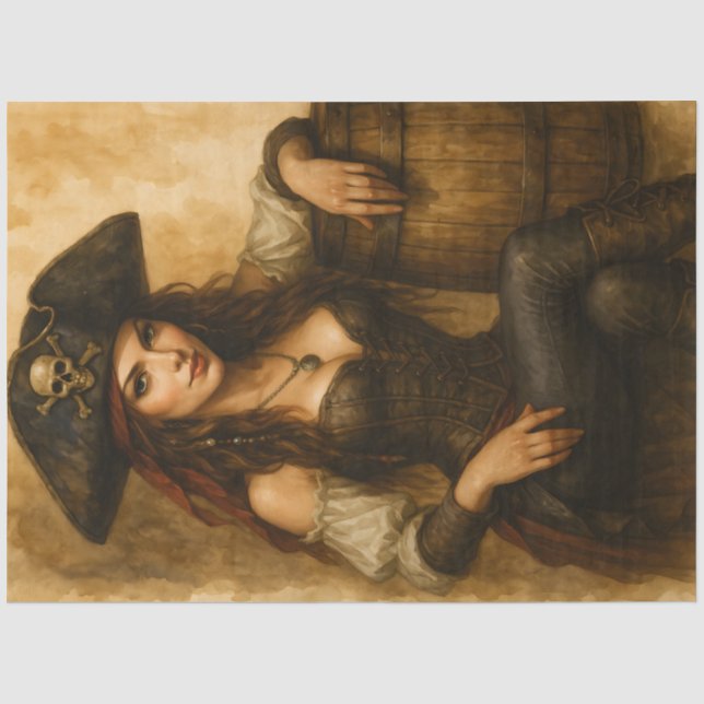 Papier Mousseline Treasurebound – Gothic Pirate Pin-Up Fantasy Decou (Recto)