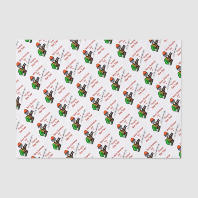 Papier Mousseline Tree Surgeon Arborist at work present Chainsaw (Recto)