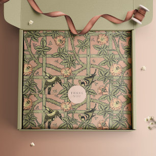 Papier Mousseline Trellis Birds William Morris Purple Vintage Floral