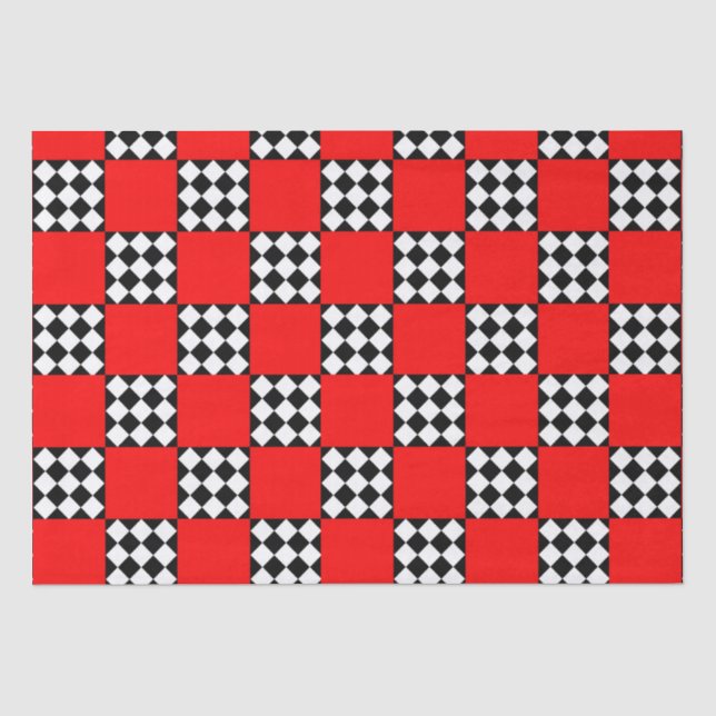 Papier Mousseline Triangle de Carré géométrique noir rouge (Recto)