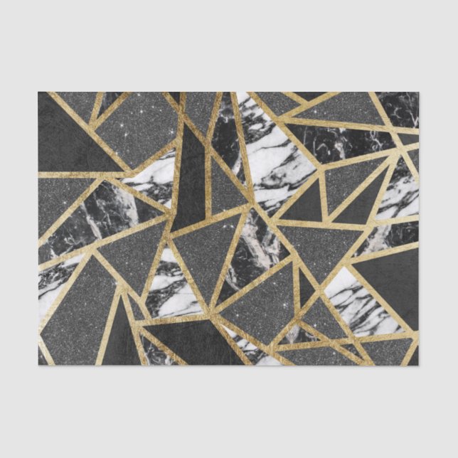 Papier Mousseline Triangle géométrique de Faux d'or de marbre (Recto)