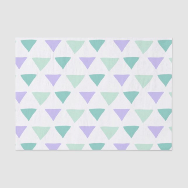 Papier Mousseline Triangles aquarelles | Vert et violet (Recto)