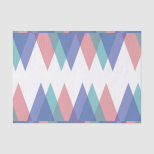 Papier Mousseline Triangles bleu et corail