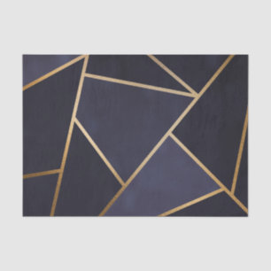 Papier Mousseline Triangles d'or bleu de la marine Classe géométriqu