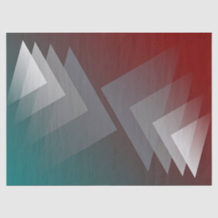 Papier Mousseline Triangles gris sur bordeaux turquoise
