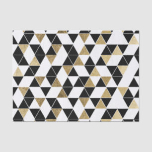 Papier Mousseline Triangles modernes noires, blanches, et de Faux