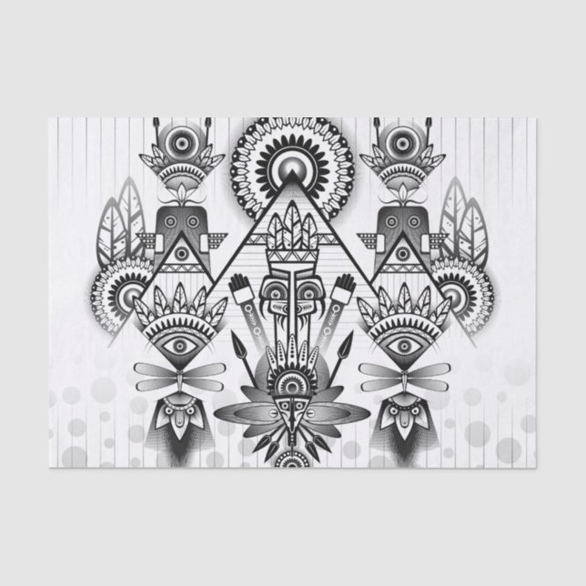 Papier Mousseline Tribal autochtone Abstrait (Recto)