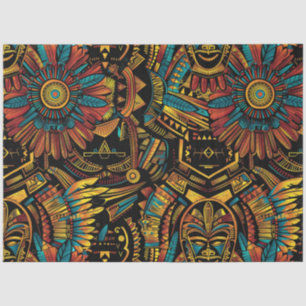 Papier Mousseline Tribal Turquoise "Aztec Dream" Tissu Cadeau