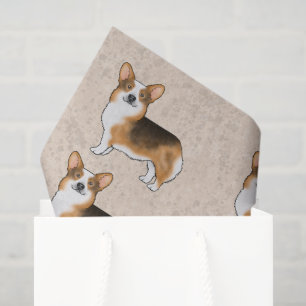 Papier Mousseline Tricolor à tête rouge Pembroke Welsh Corgi Motif
