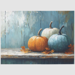 Papier Mousseline Trio de citrouilles sur bois rustique découpé