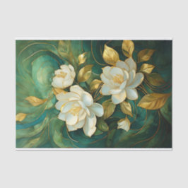 Papier Mousseline Trio Gardenia Blanc Doré, Fleurs Formelles