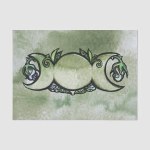 Papier Mousseline Triple Moon Goddess Gaia Art Sorcière verte
